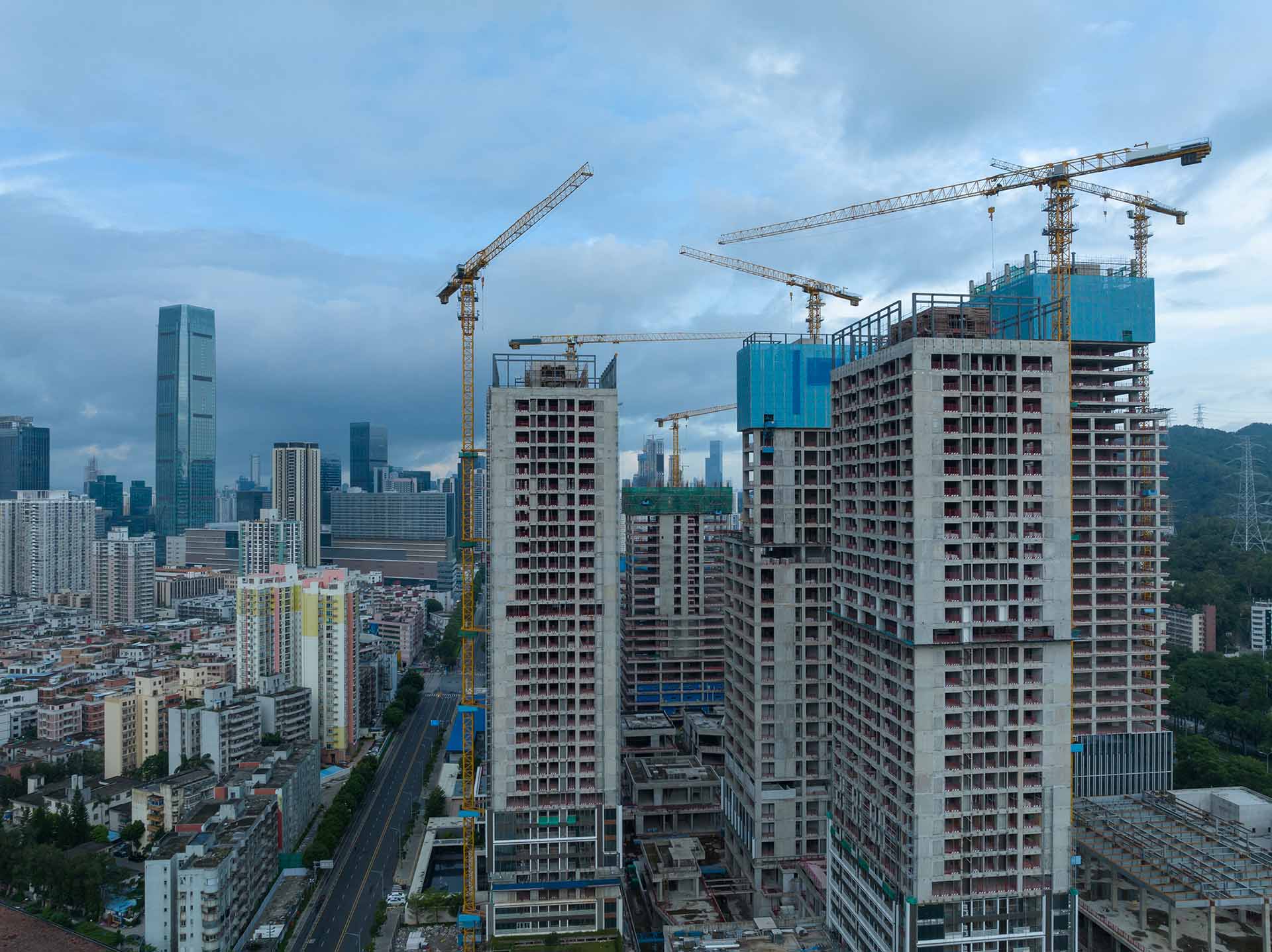 Aerial view of constructions ite in shenzhen city, China